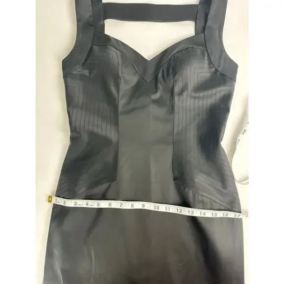 Vintage 90s Y2K Cache Black Satin Bustier Mini Dress Size 4 Small LBD Minimalism - Picture 8 of 12